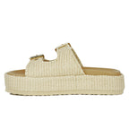 Steve Madden - Karrigan - Raffia Buckle Platform Slide