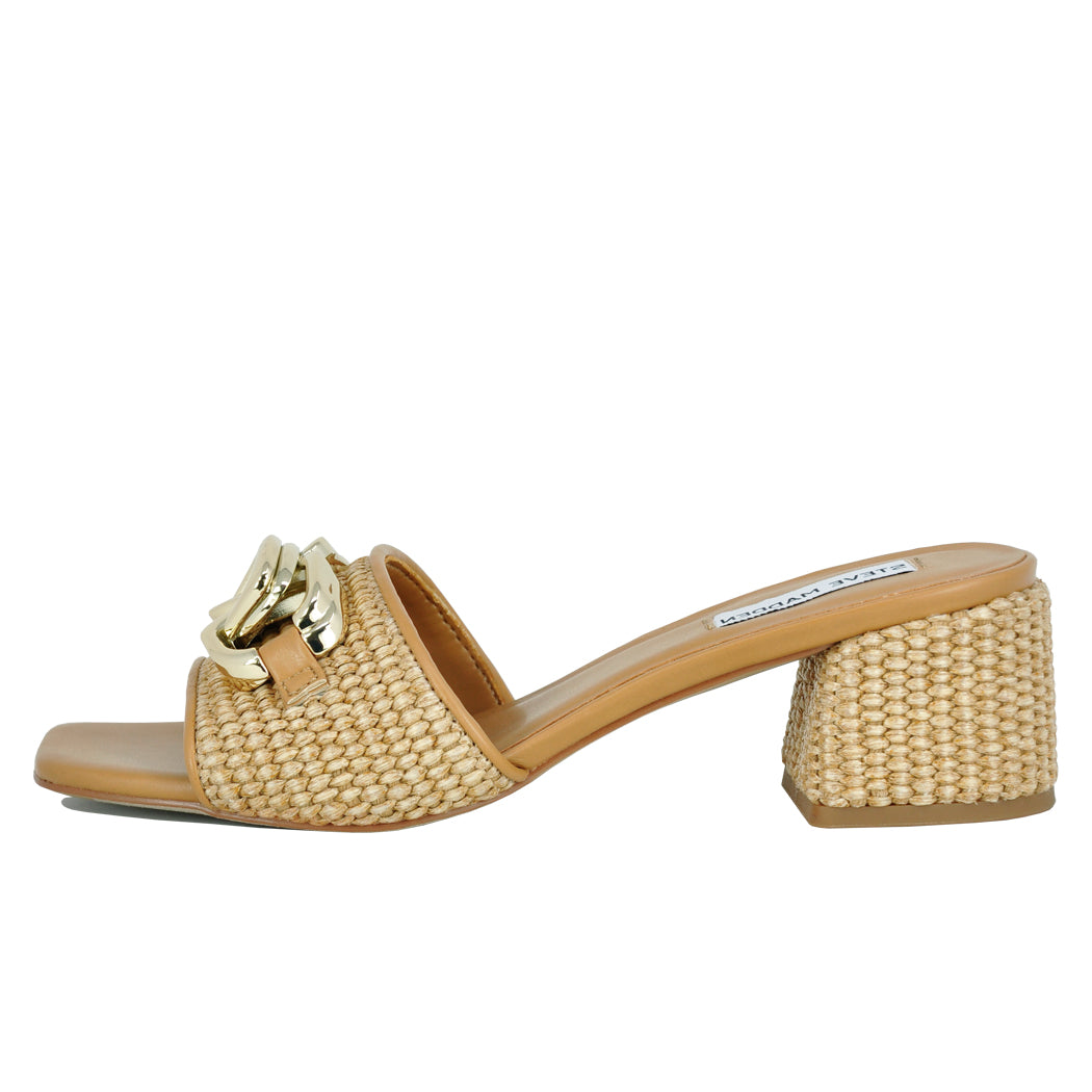 ★Steve Madden★ベスト商品★特価★SANTANA RAFFIA★サンダル SANTANA Raffia Women's Square Toe Block Heel Mule – Steve Madden