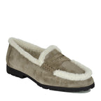 Penny-Lug Suede Shearling Loafer