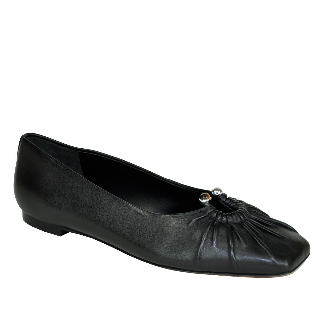 Dany Leather Ruched Flat
