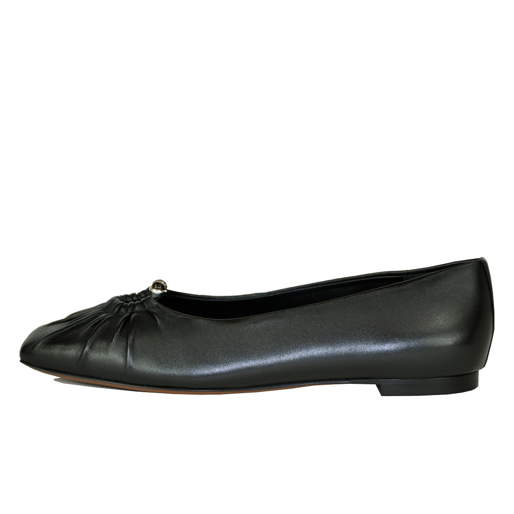 Dany Leather Ruched Flat