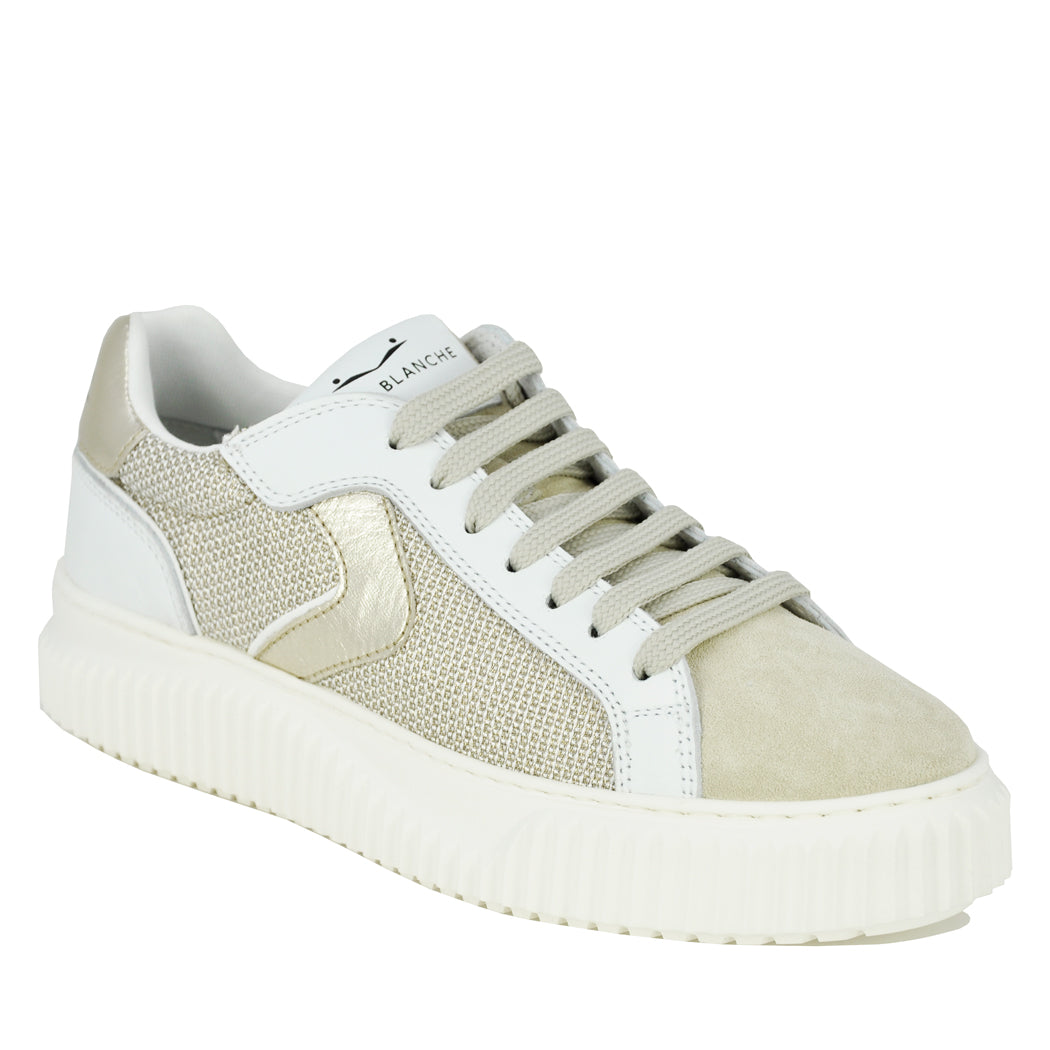 Lipari-2D38 Leather & Mesh Metallic Sneaker – Footnotes